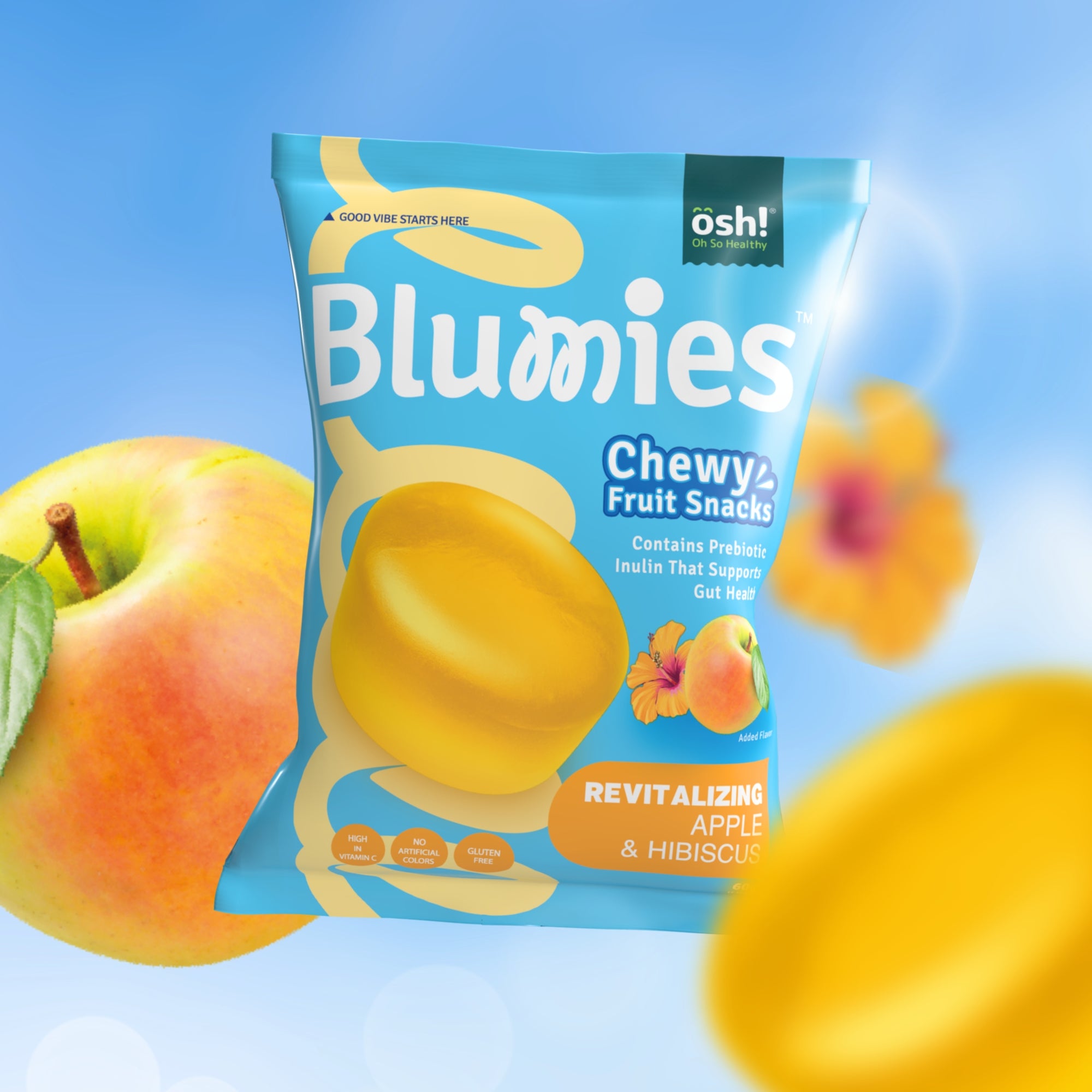 Blumies Chewy Fruit Snacks Revitalizing Apple & Hibiscus 60g