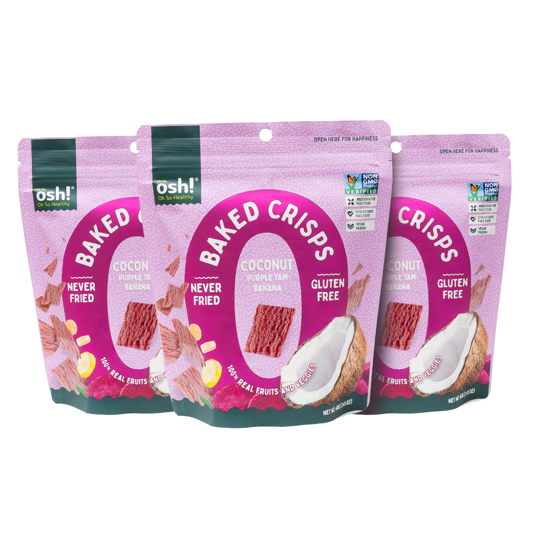 OSH! Coconut Purple Yam Fruit Crisps 40g Pack of 3