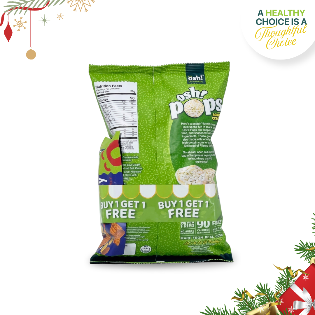 OSH! Popped Corn Chips Sour Cream 80g & Get Nutty Spicy 25g Bundle