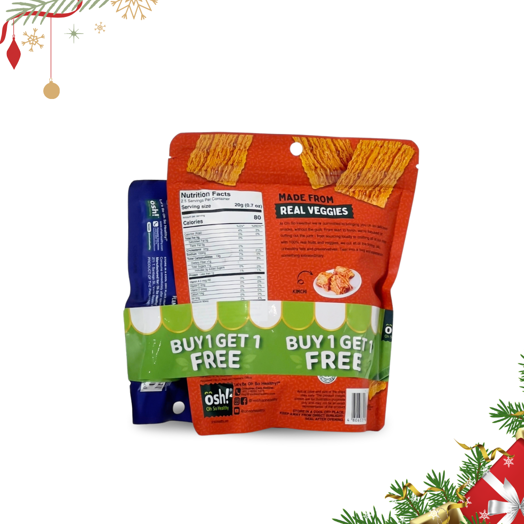 OSH! Savory Crisps Kimchi 50g and Get Nutty Spicy 28g Bundle