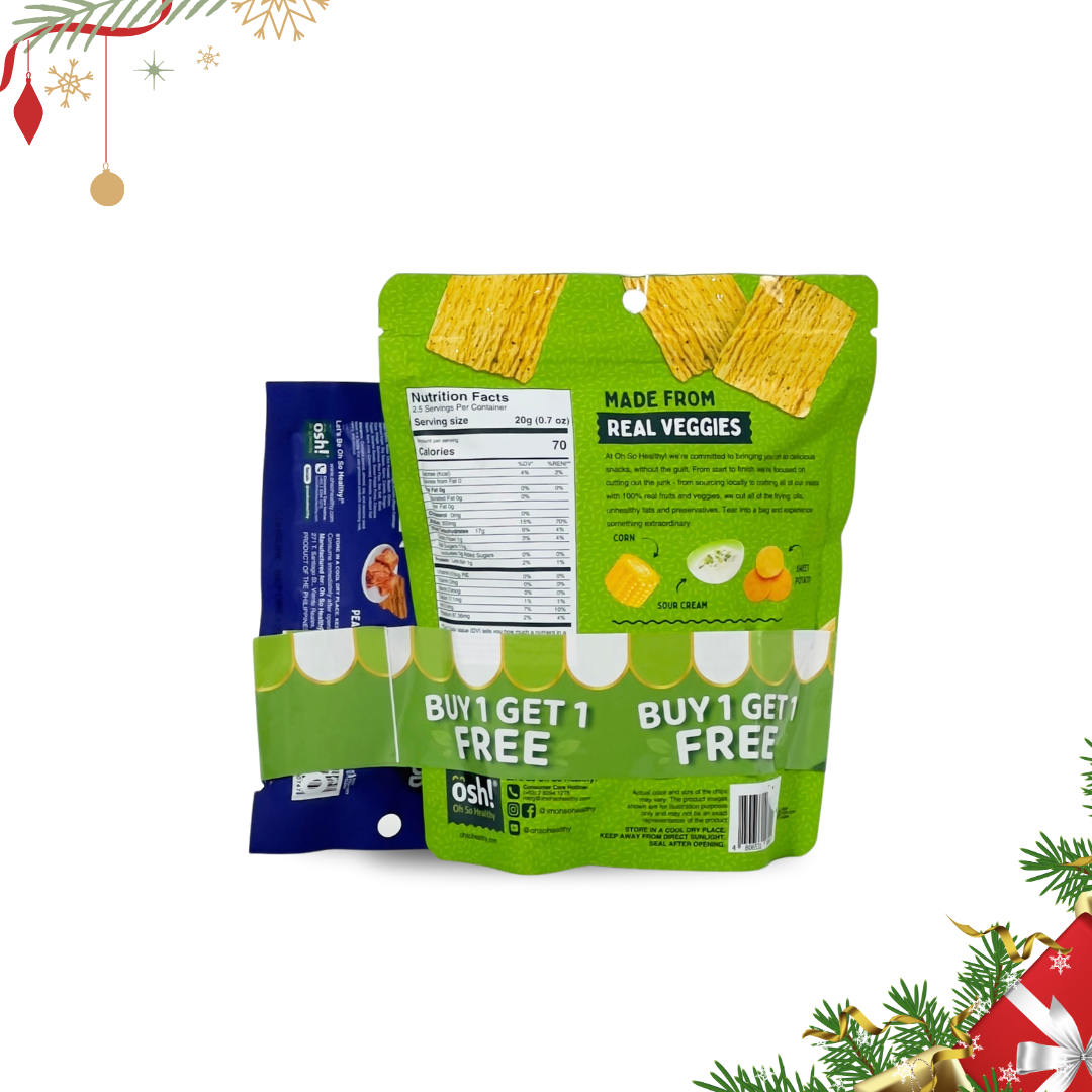 OSH! Savory Crisps Sour Cream 50g and Get Nutty Spicy 28g Bundle