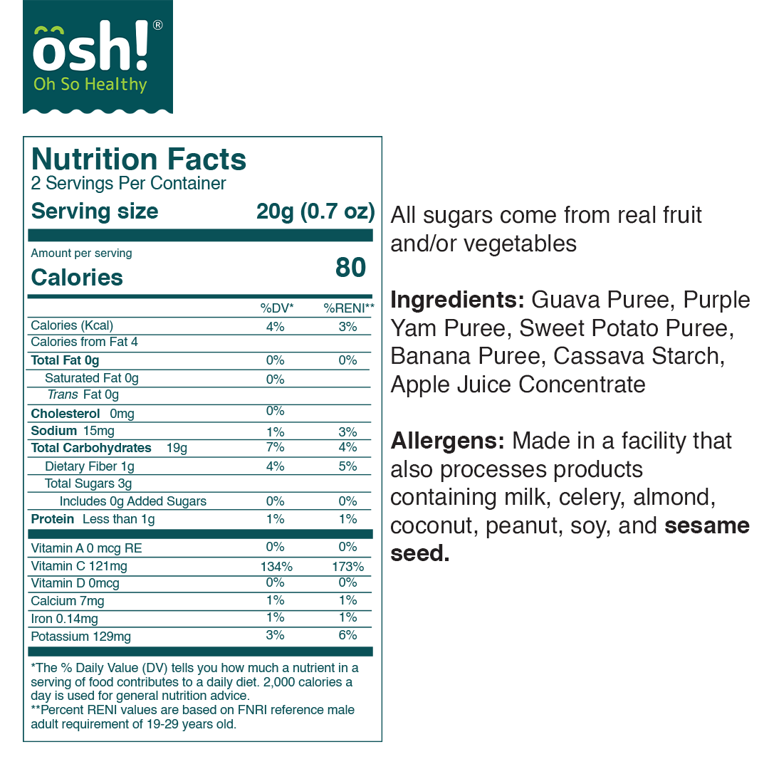 OSH! Guava Purple Yam Banana Crisps 40g Pack of 3