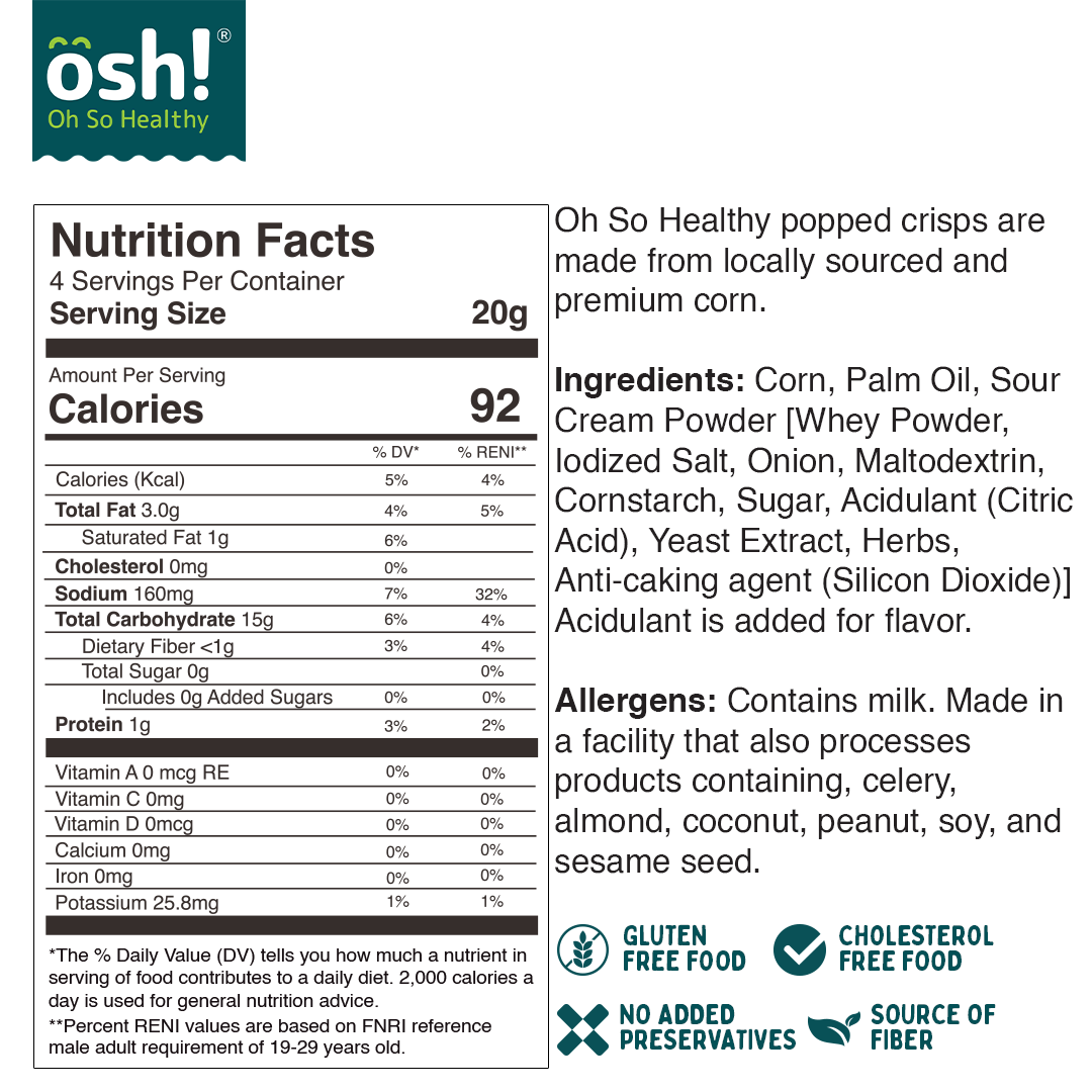 Buy 6 OSH! Pops! Sour Cream 80g