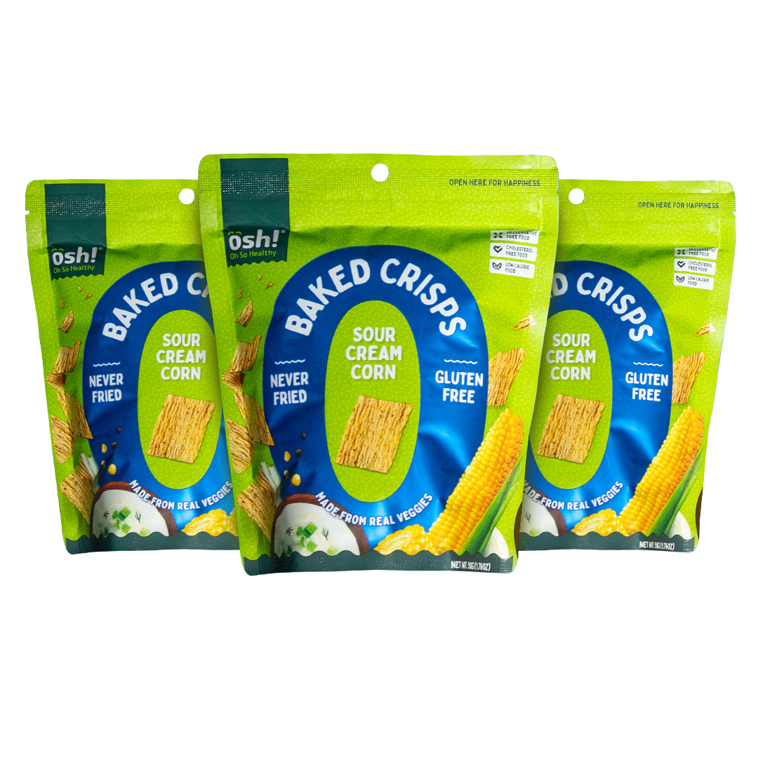 OSH! Sour Cream Corn Crisps  50g Pack of 3