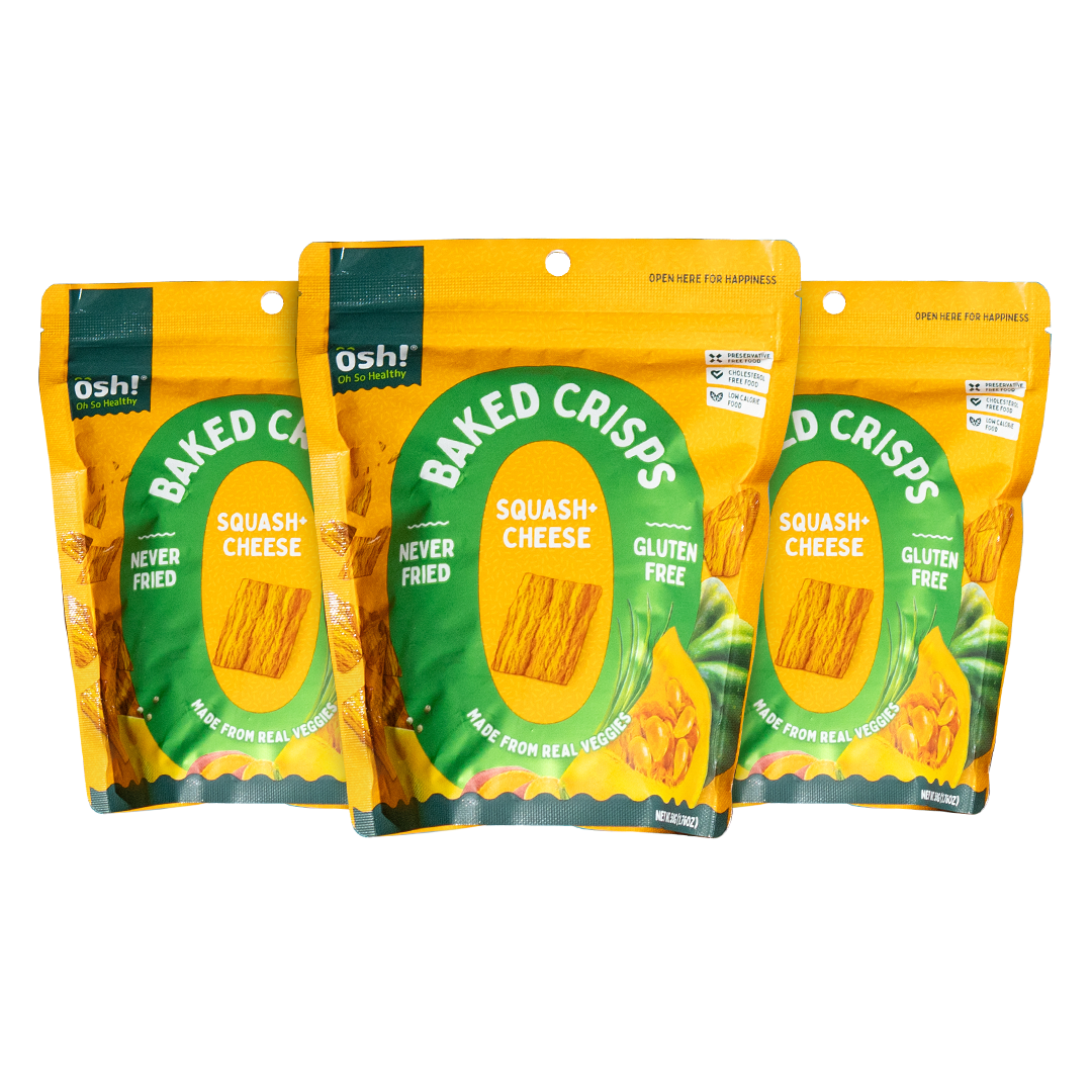 OSH! Squash Cheese Veggie Crisps 50g Pack of 3